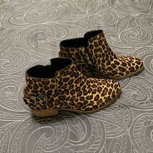 Ladies animal print leather booties